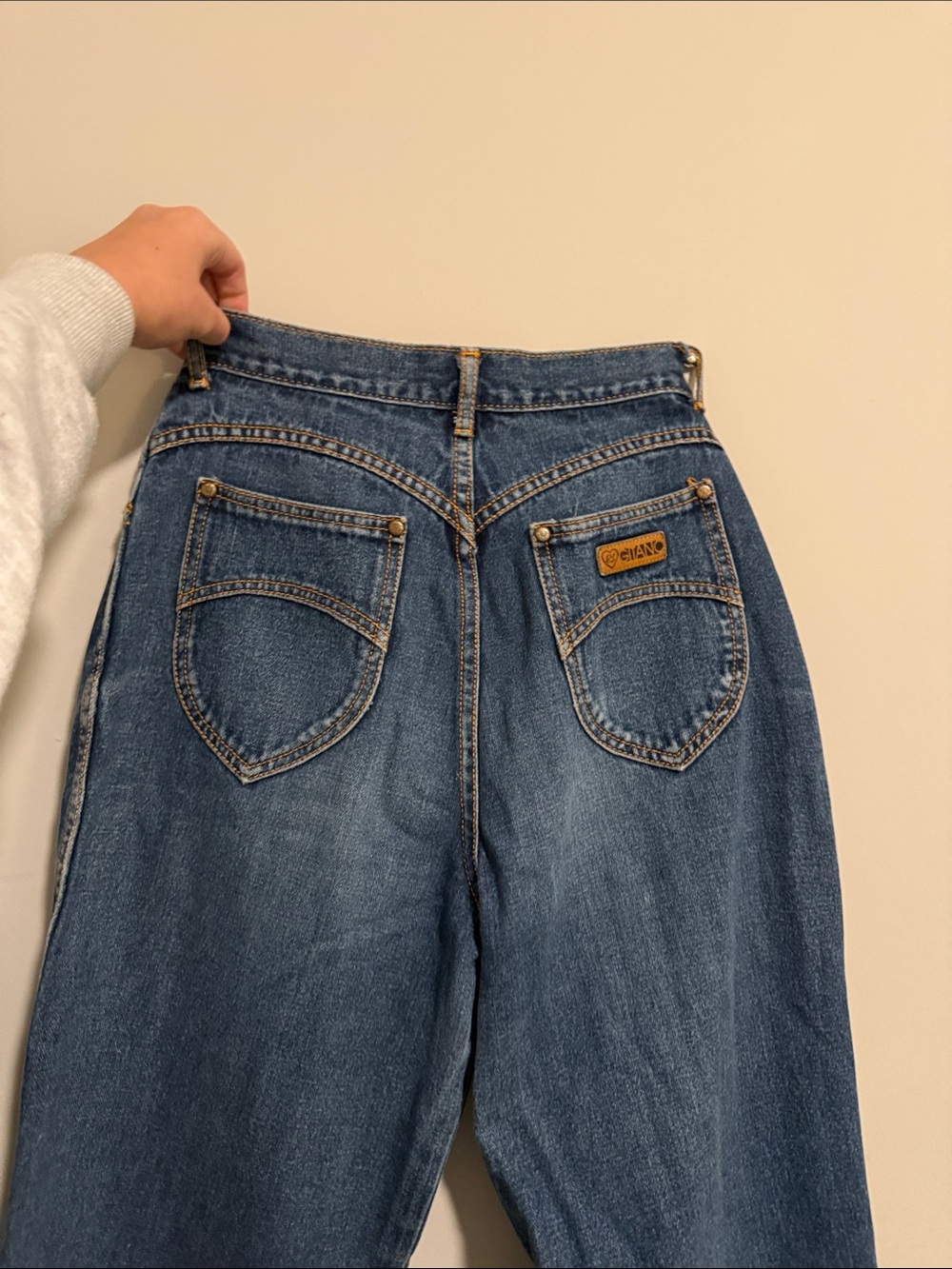 Gitano Vintage High Waisted Tapered Mom Jeans, Blue